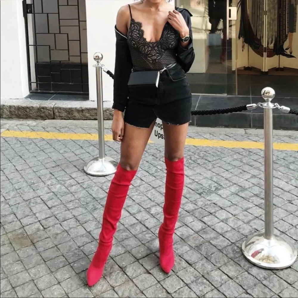 NWOB Zara red sock boots - Picture 3 of 10